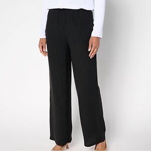 Susan Graver Regular Textured Wide-Leg Pull-On Pants